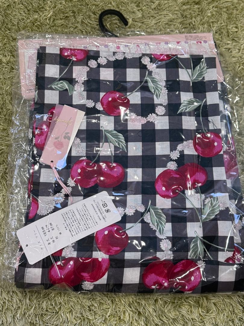 Swankiss 浴衣 チェリー ギンガムチェック 渡辺美優紀コラボ 黒 赤 帯