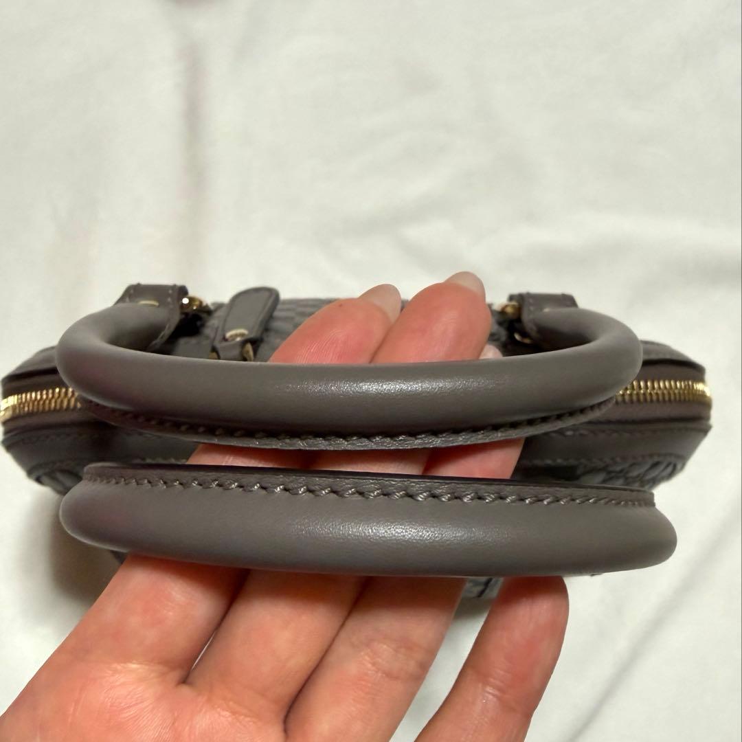 GUCCI マイクロシマ GG柄型押し レザー 2WAY ハンドバッグ　グレー