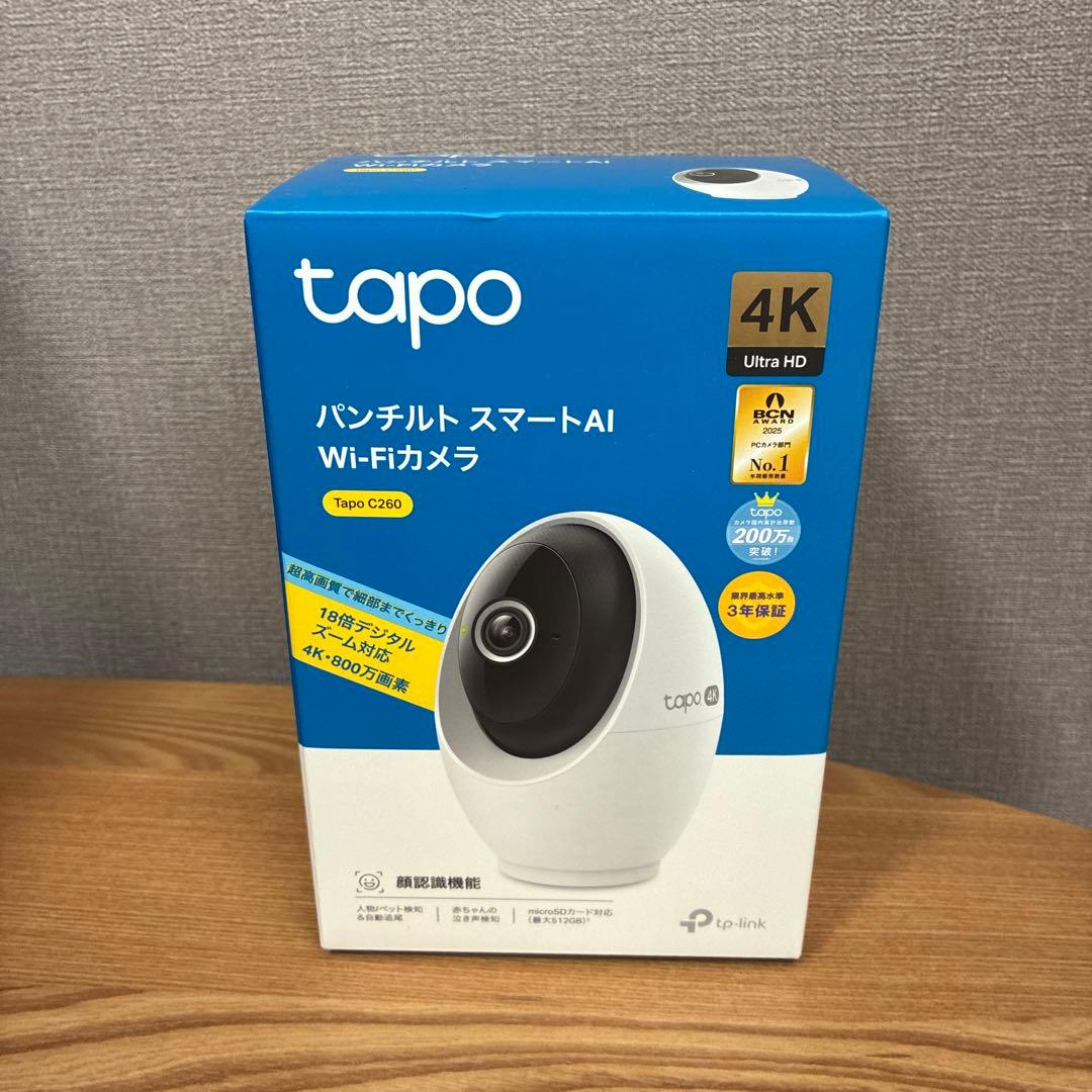Tapo C260 4K Wi-Fi防犯カメラ TP-Link 800万画素 防犯カメラ パンチルト 4K 8MP 18倍ズーム 顔認識