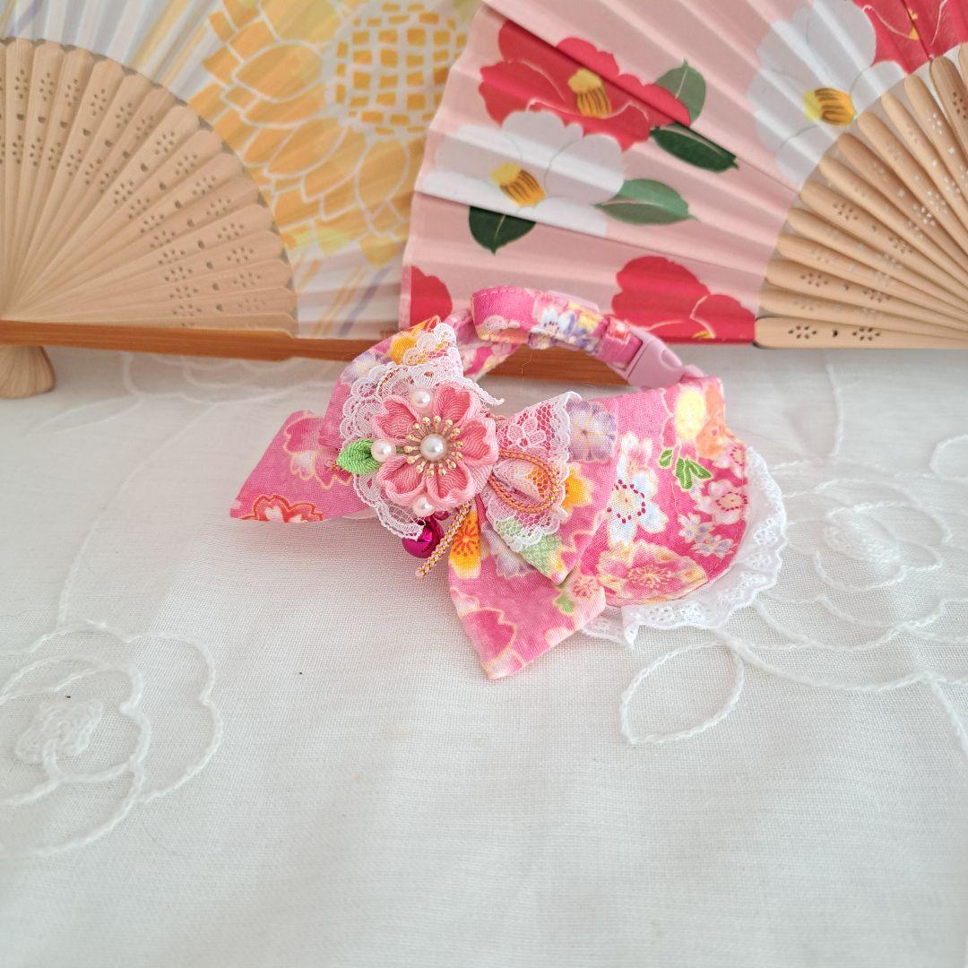 ひな祭り短毛シュシュ(えんじ)わんちゃん猫ちゃん用