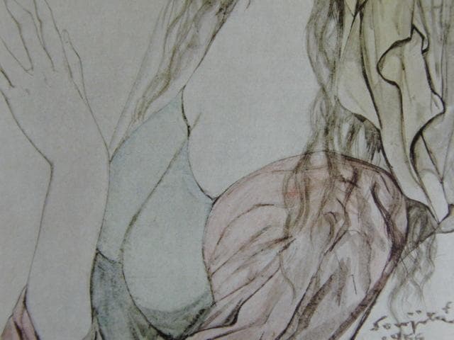 藤田嗣治、【婦人像 】、希少な限定額装用画集画、新品高級額 額装付、状態良好