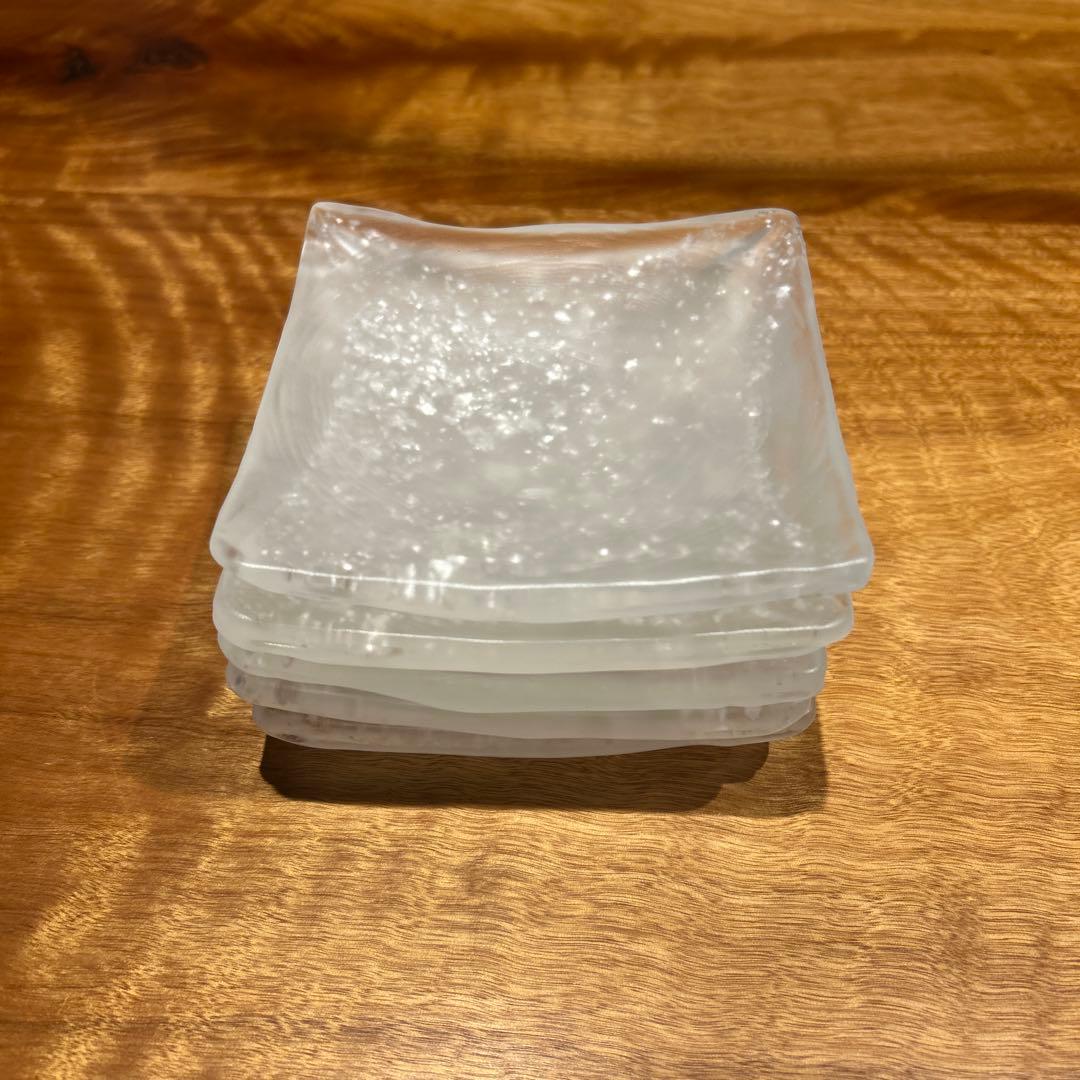 藤田喬平 手吹きガラス 四方皿 5枚セット