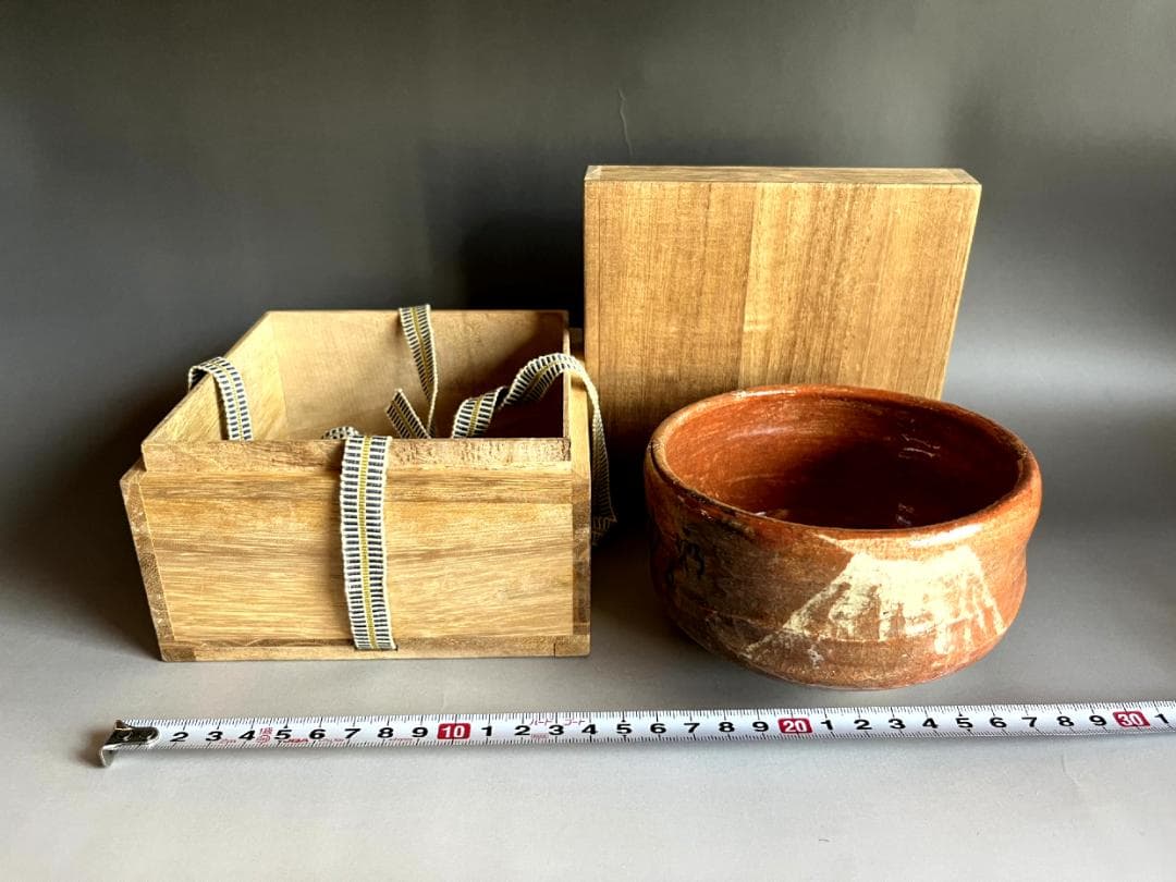 茶碗□古赤楽 富士山図 抹茶碗 レア お茶道具 古美術 時代物 骨董