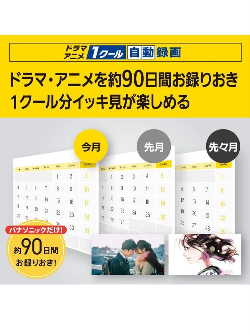 パナソニック 2TB 2チューナー ディーガ1クール自動録画 DMR-2W202