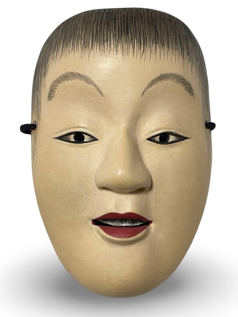 能面 木製 笑顔の表情