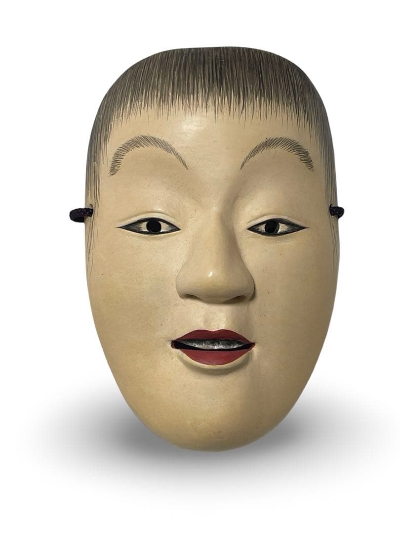 能面 木製 笑顔の表情