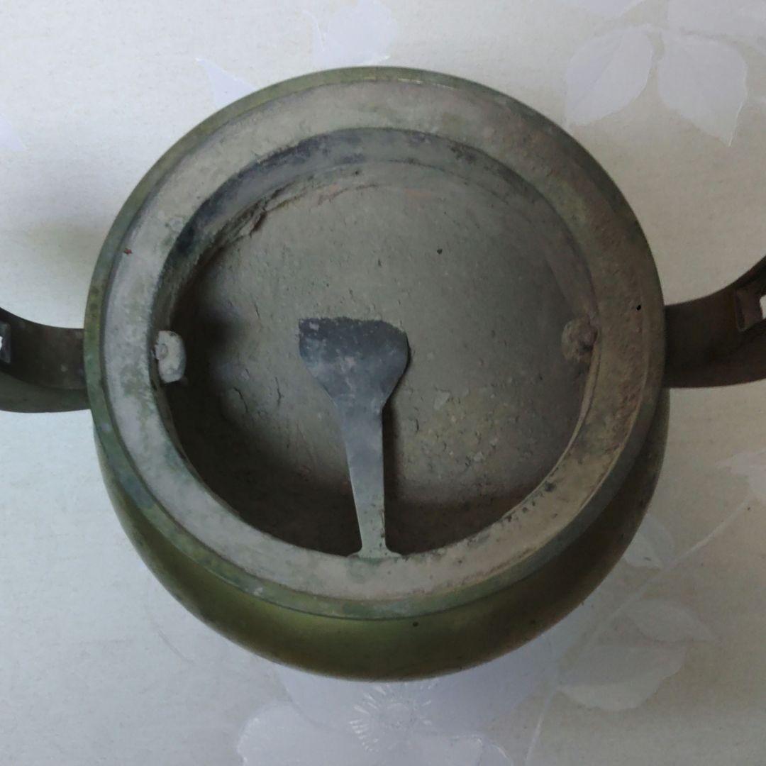 香炉 寺院仏具 獅子摘双耳三足香炉 真鍮製 金属工芸 ミ10