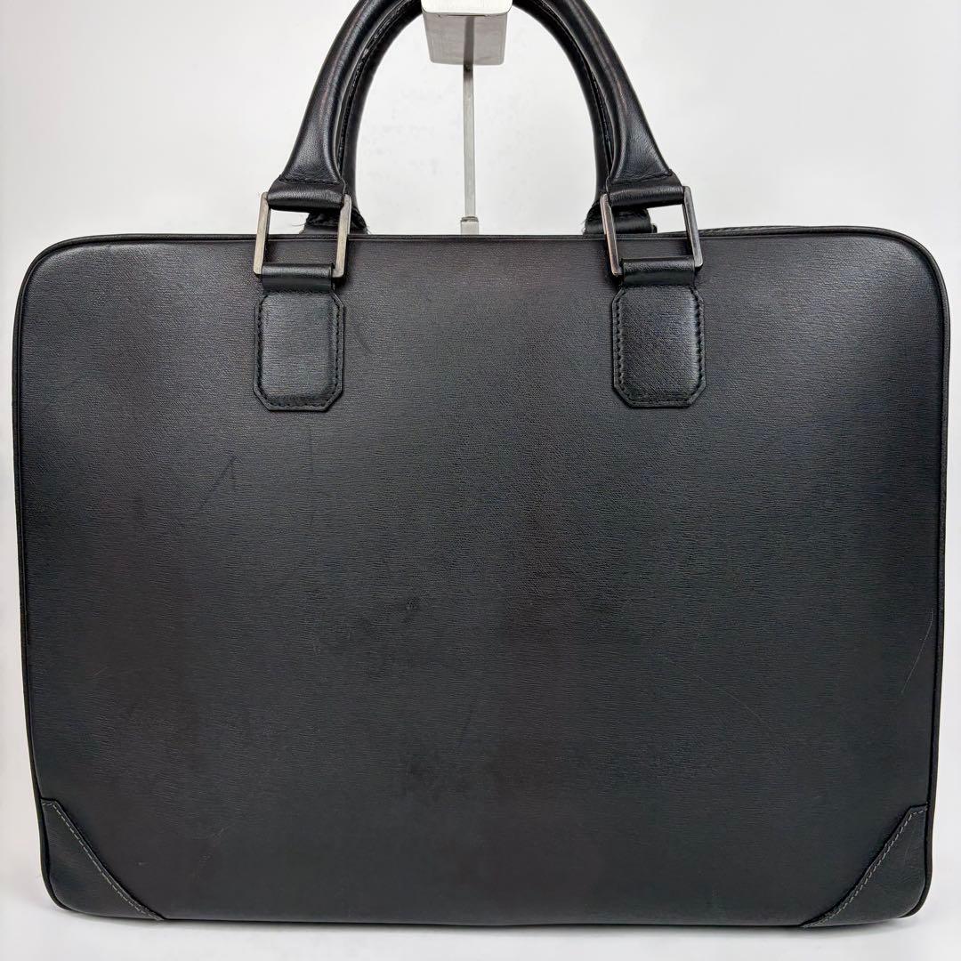 美品✨ダンヒル オールレザー ビジネスバッグ 自立 2層 A4収納 ロゴ 黒