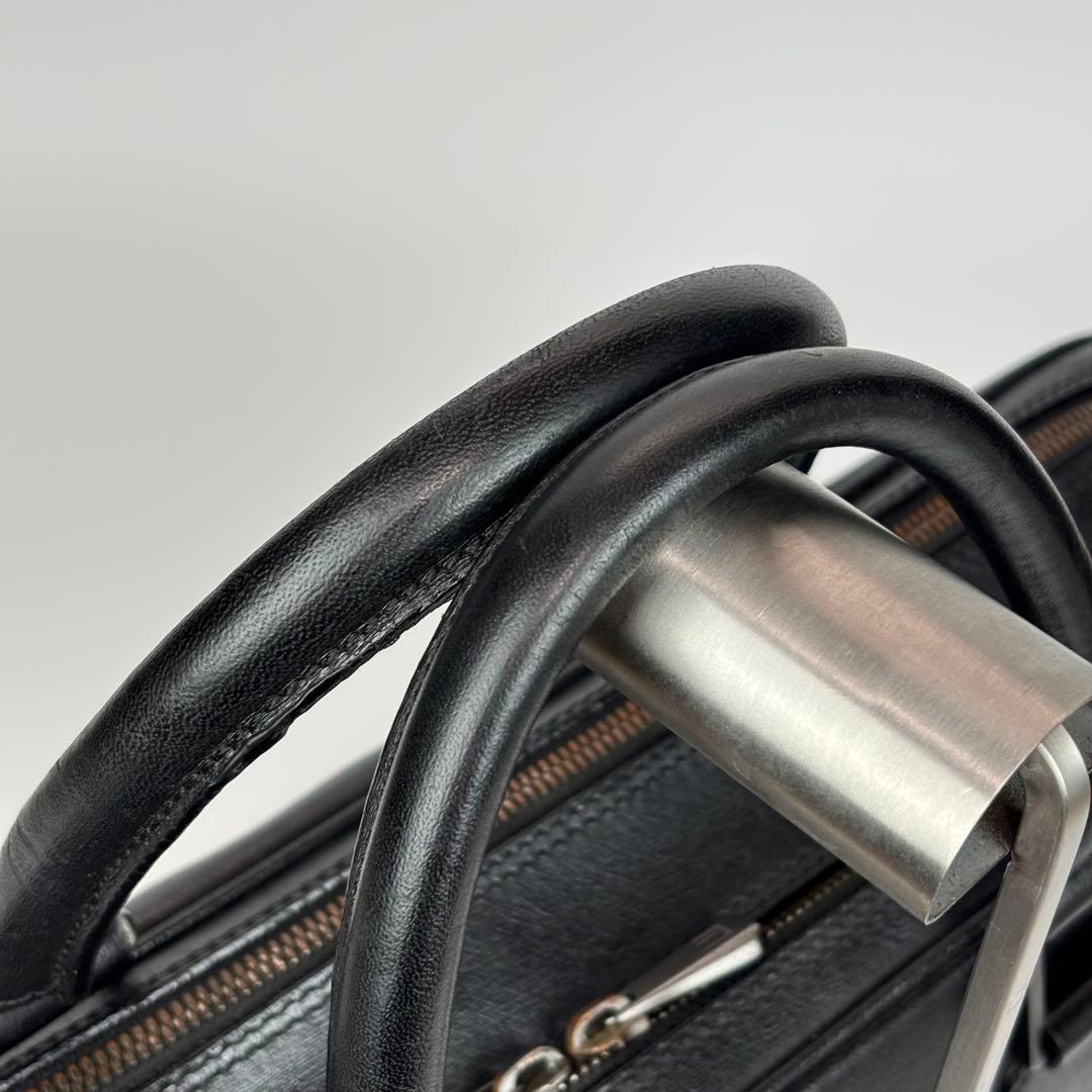 美品✨ダンヒル オールレザー ビジネスバッグ 自立 2層 A4収納 ロゴ 黒