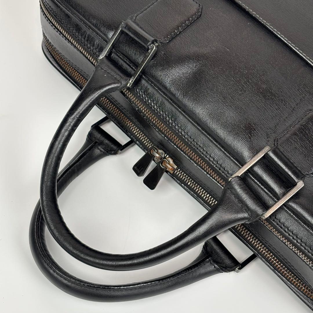 美品✨ダンヒル オールレザー ビジネスバッグ 自立 2層 A4収納 ロゴ 黒