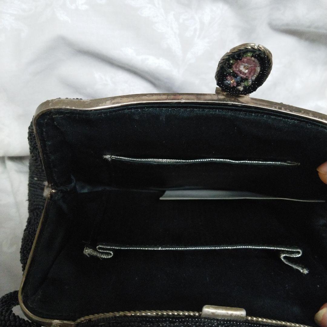 中古レトロビーズバックインテリア鏡有ビーズ解れ有クラッチタイプ