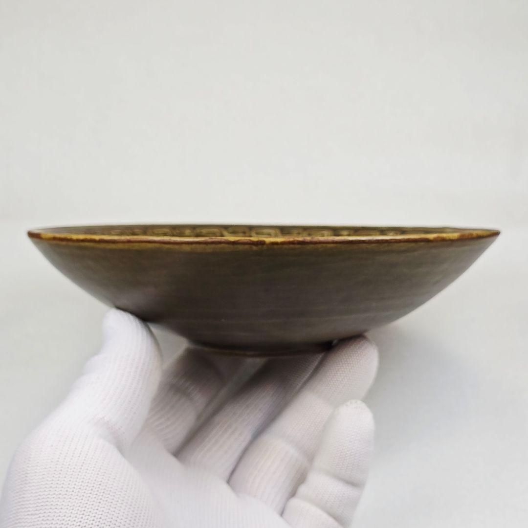 舶来品 中国古磁 越窯青磁 陽刻 絡枝花卉 鳳凰紋 茶碗 茶道具