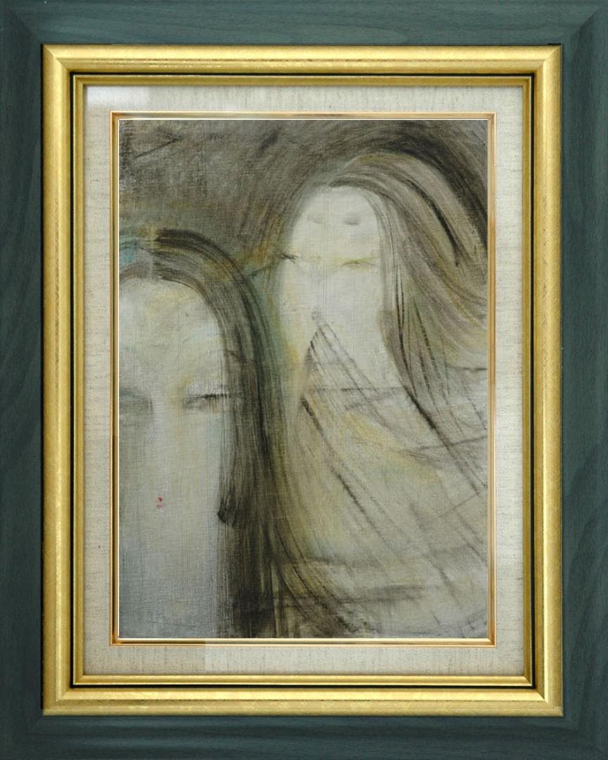 油絵 絵 絵画 インテリア 額付(白) F6-050413 人物 女性像