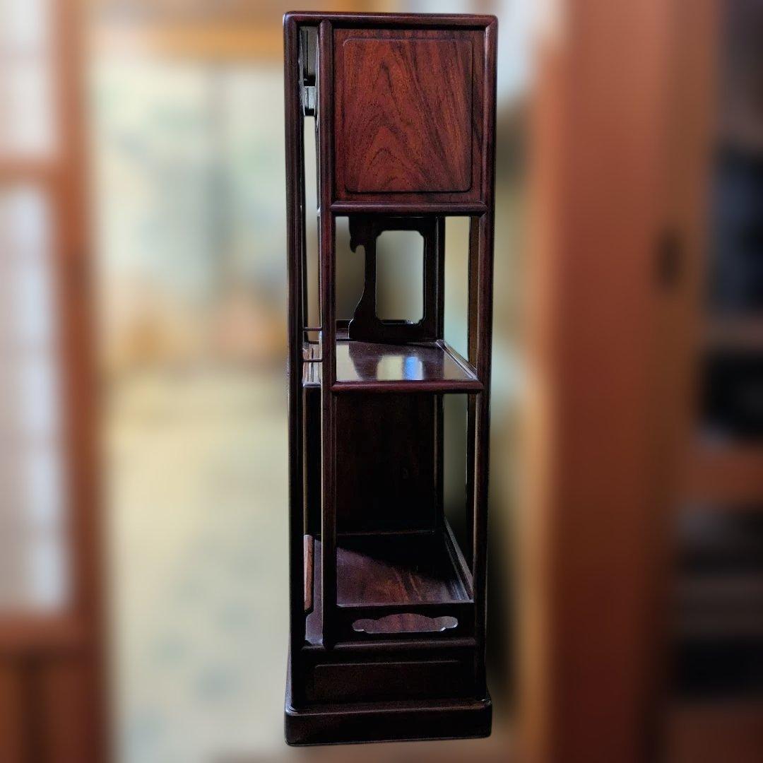 紫檀 違棚 飾棚 茶道具 透かし彫り