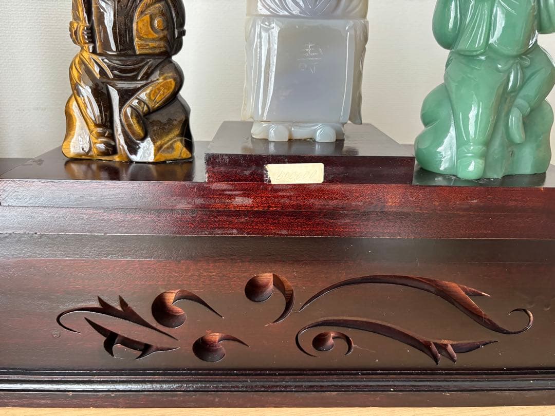 七福神 天然石彫刻像 7体セット 木製台付き