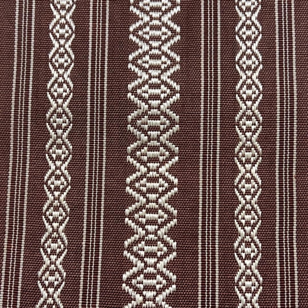 単衣 半幅帯 本場筑前博多織 献上柄 茶色 PO-3237