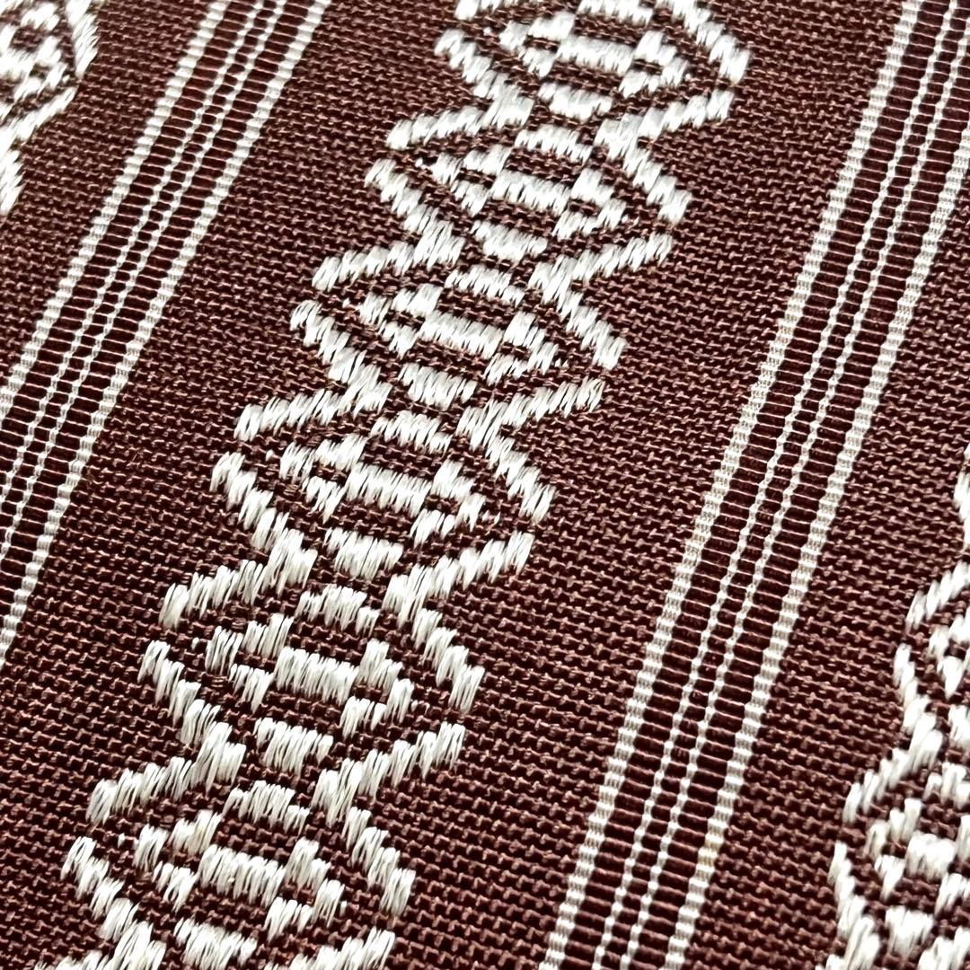 単衣 半幅帯 本場筑前博多織 献上柄 茶色 PO-3237