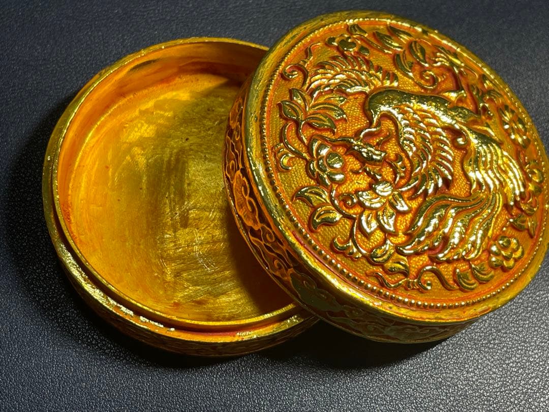 中国骨董品　古美術品　乾隆年製銘　鳳凰図案化粧箱　古賞物　時代物　希少レア