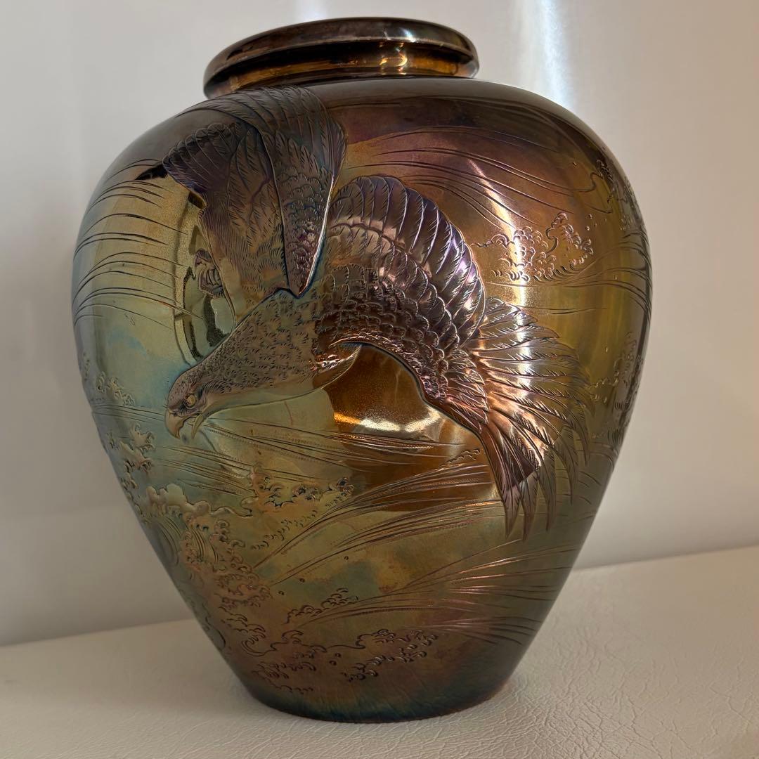 銀花瓶 純銀刻 三越刻 政 未使用