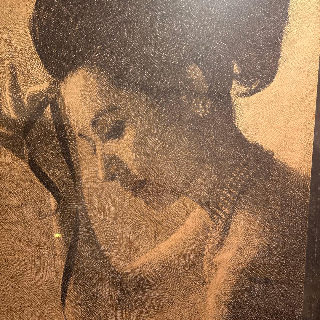 鉛筆画 肖像画　大判木製パネル　 横 730cm ×縦1030cm【B1】