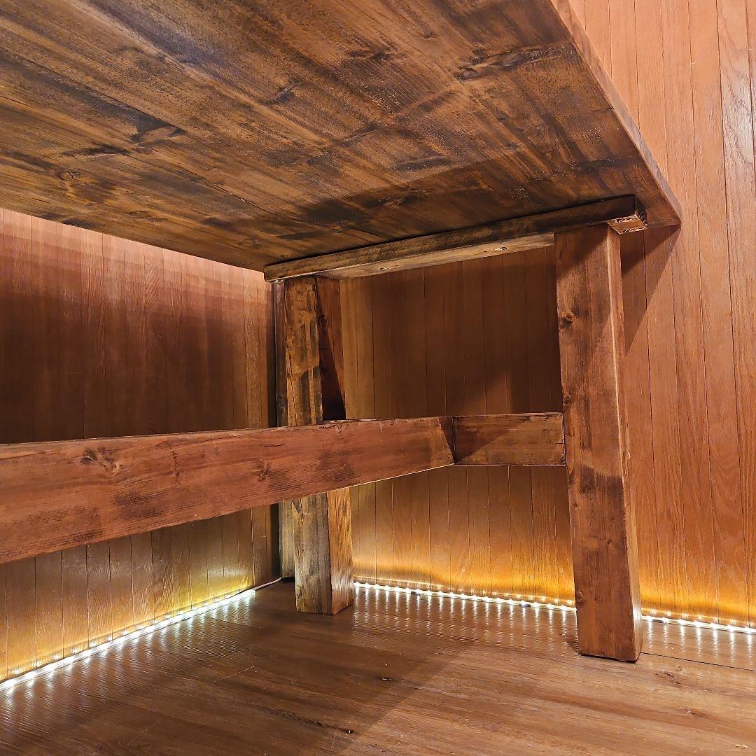 足場板テーブル 男前 天然木無垢材 ヴィンテージ加工 高めのテーブル