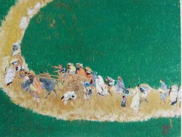 前田青邨、熊野詣、希少画集より、 新品額装付