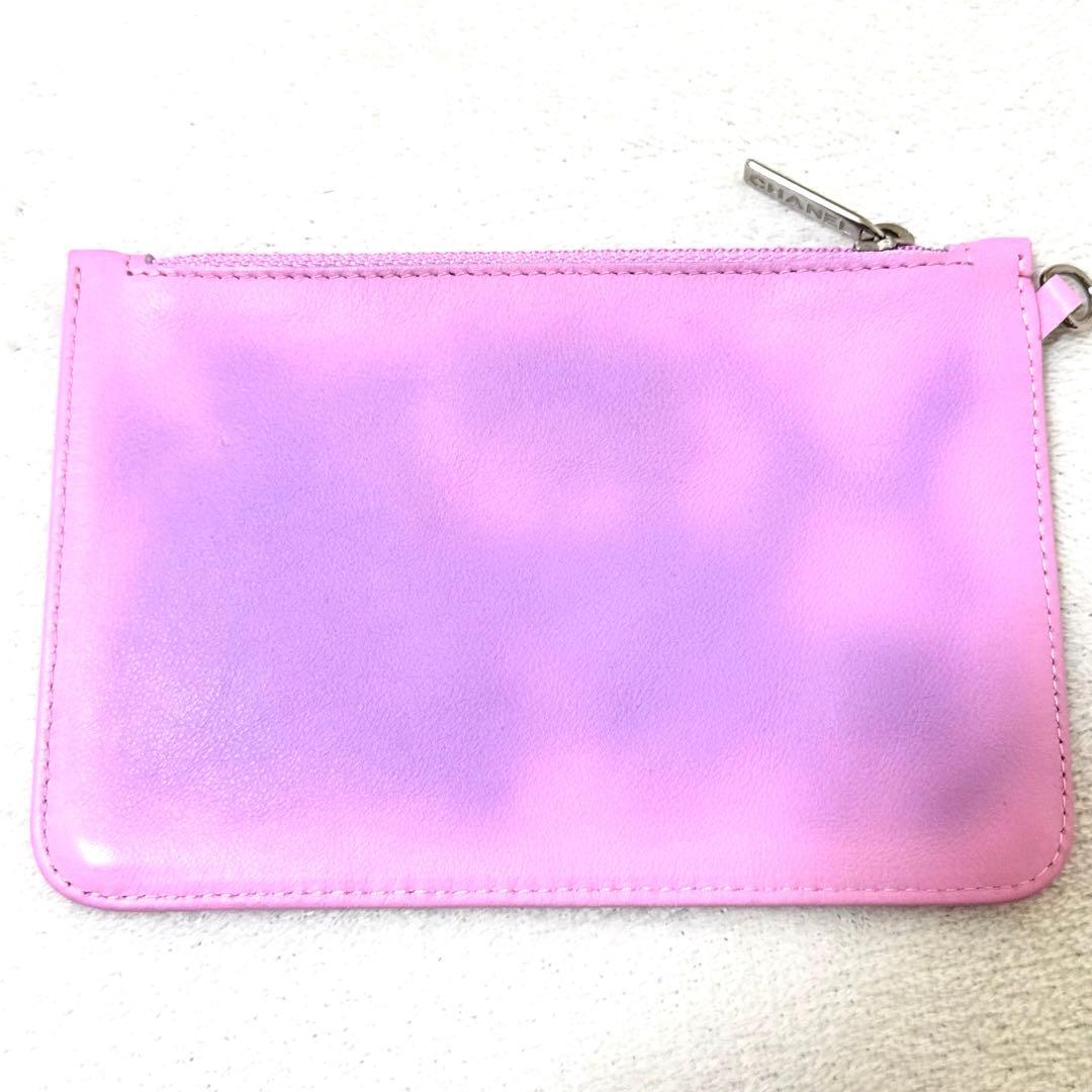 美品✨CHANEL ケース　ココマーク　レザー　ピンク　パープル
