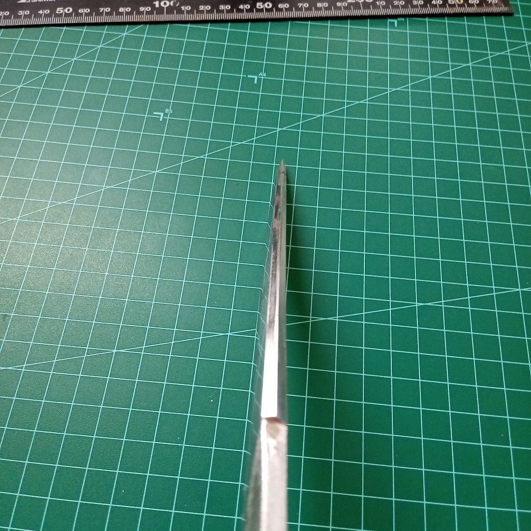 【ナイフ加工用玉鋼/合法サイズ】無銘脇差/錆身日本刀切先部分残欠※刃引き済み※