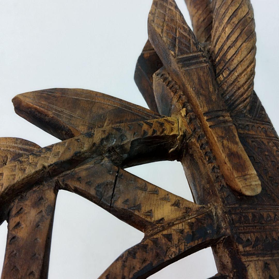 アフリカ美術【マリ共和国】バンバラ族 木彫り チワラ 頭上面 オブジェ