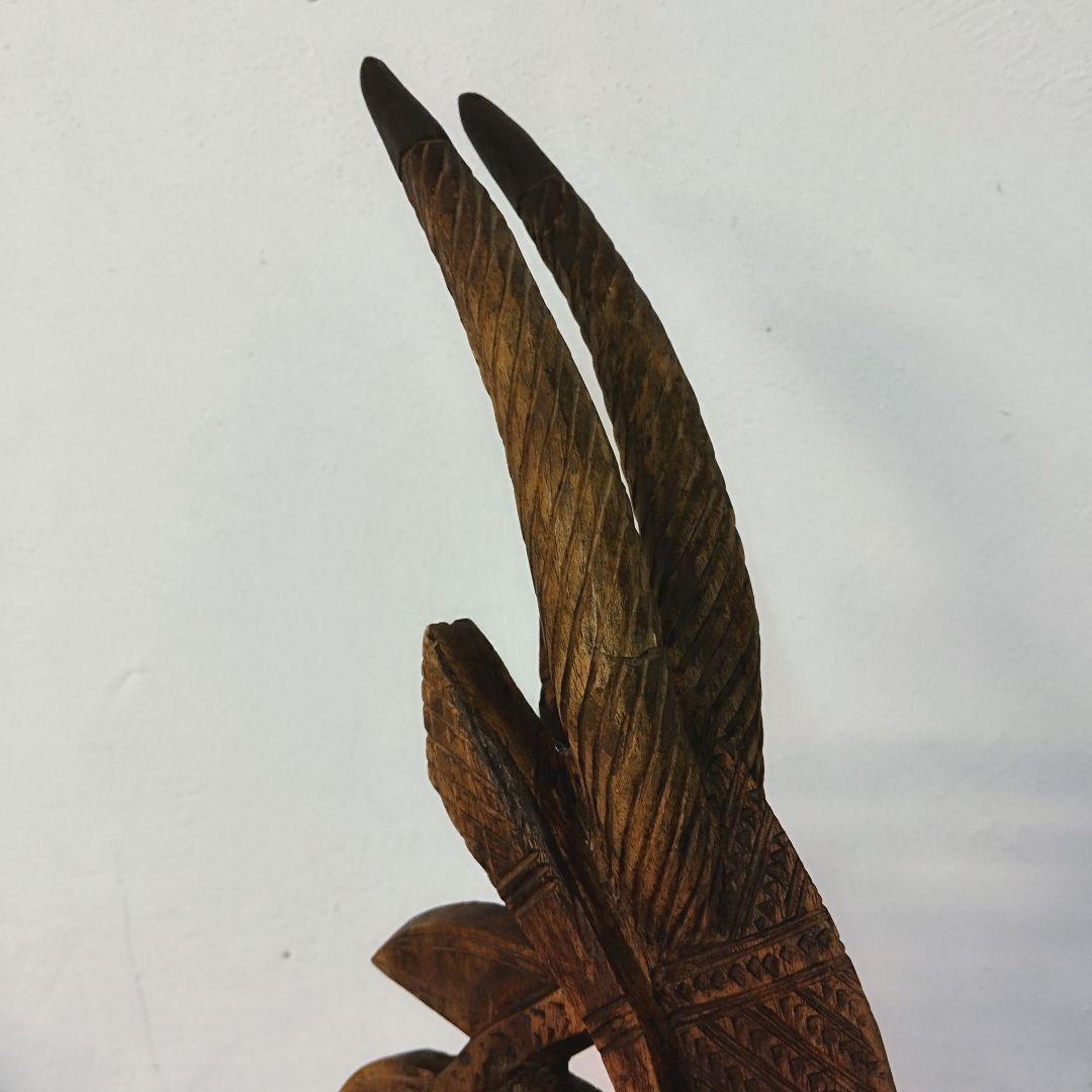 アフリカ美術【マリ共和国】バンバラ族 木彫り チワラ 頭上面 オブジェ