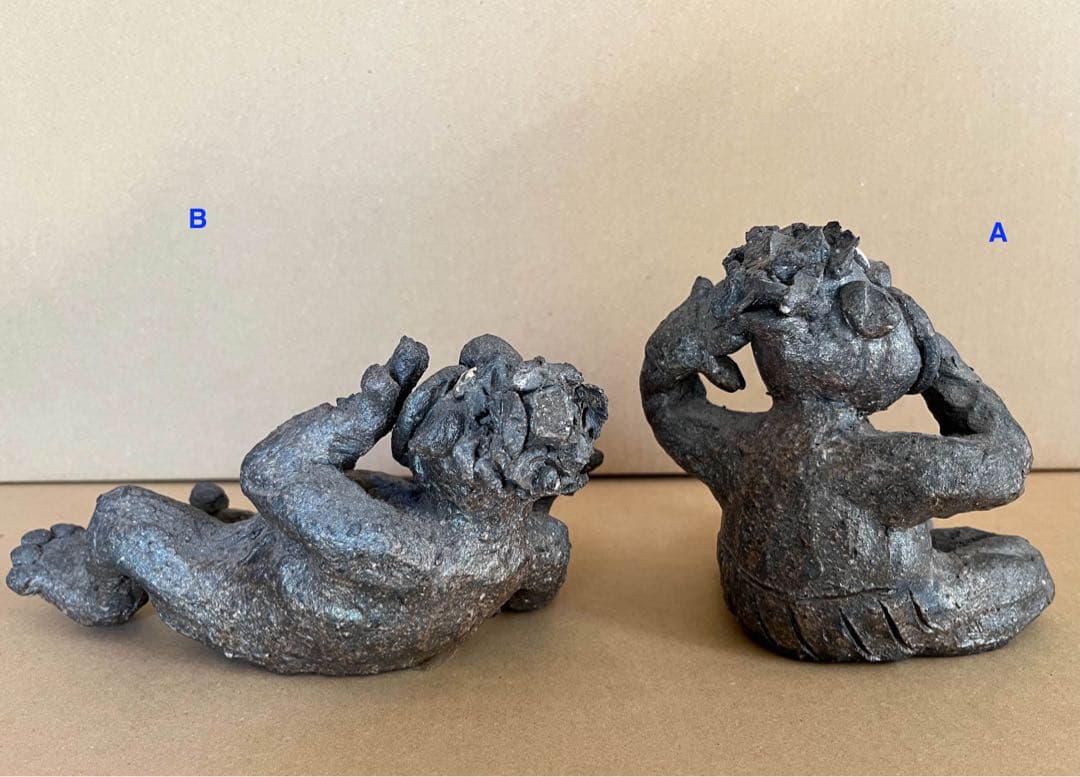 東大寺別当 清水公照作 泥仏一対 2体セット アート作品 どろぼとけ