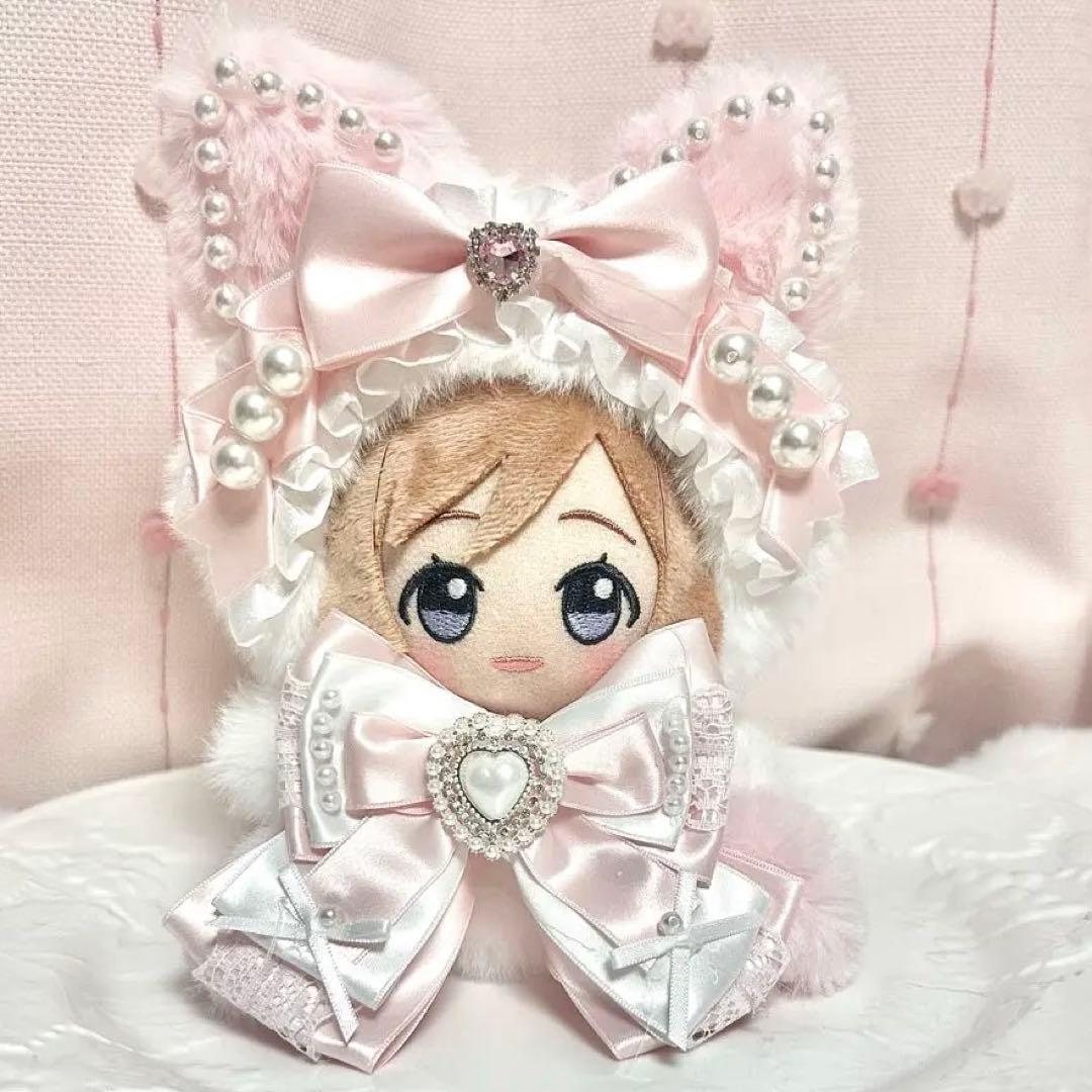 12cm♡ぬい服ちびぐるみ♡おすわりぬい服♡ねこの着ぐるみ♡ピンク