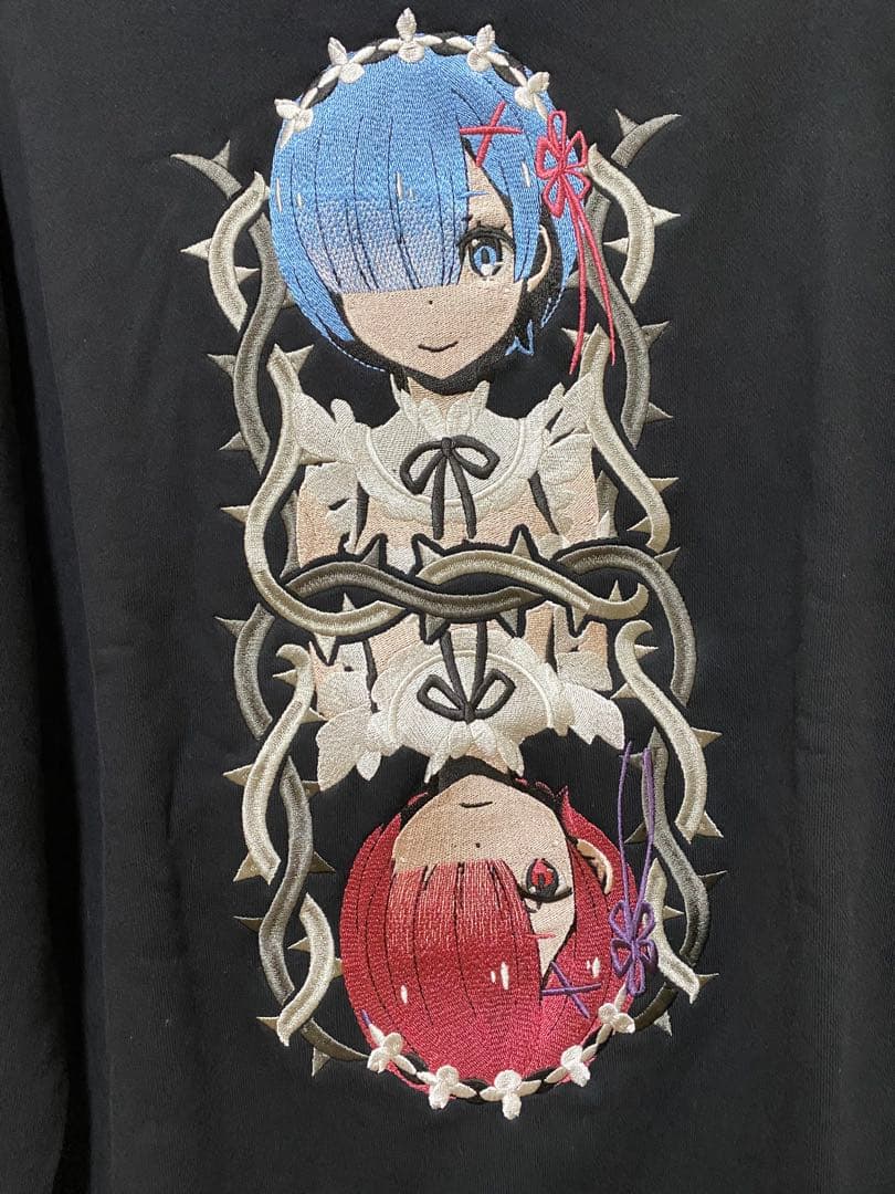 レム＆ラム刺繍パーカー (Re:ゼロから始める異世界生活) 試着のみ　Lサイズ