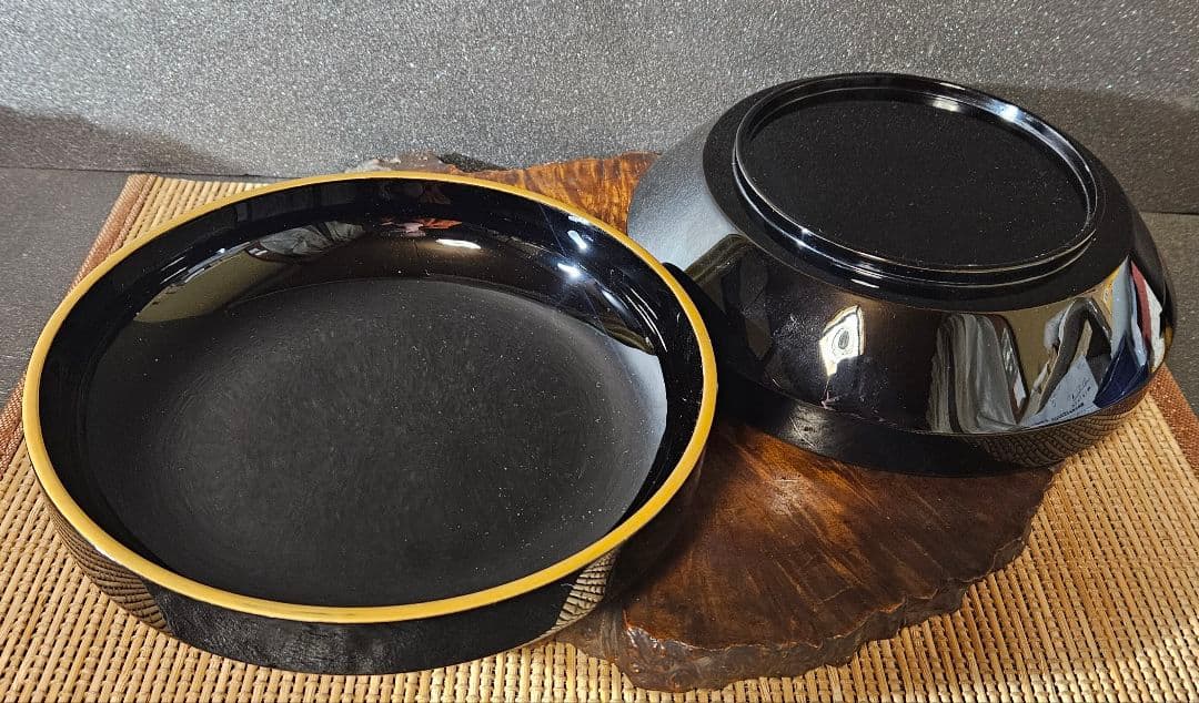 真作保証❗】 輪島塗 塗師 茶平一斎 造 鱗鶴蒔絵 喰籠 お