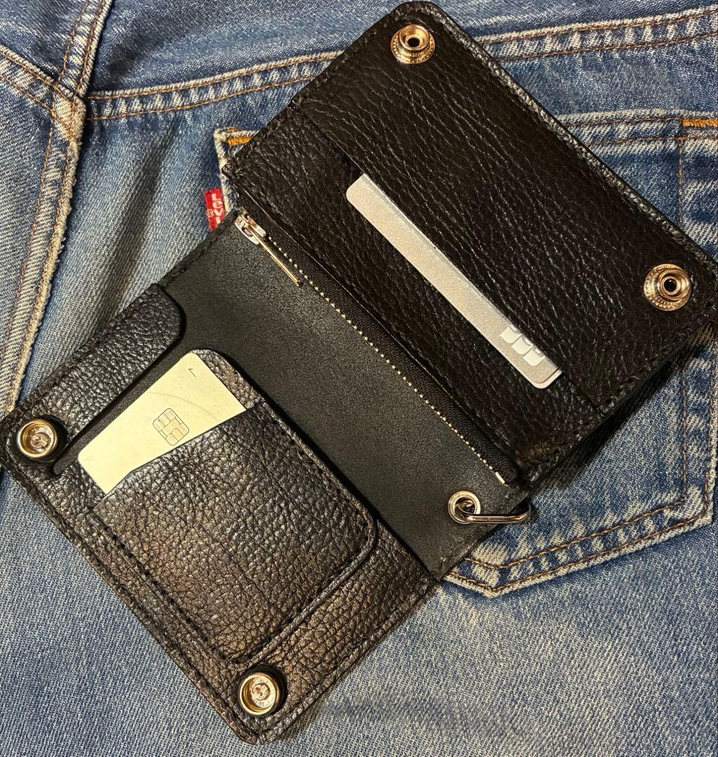 ミドル　トラッカーウォレット　シュリンク　シルバー925クロスボールコンチョ