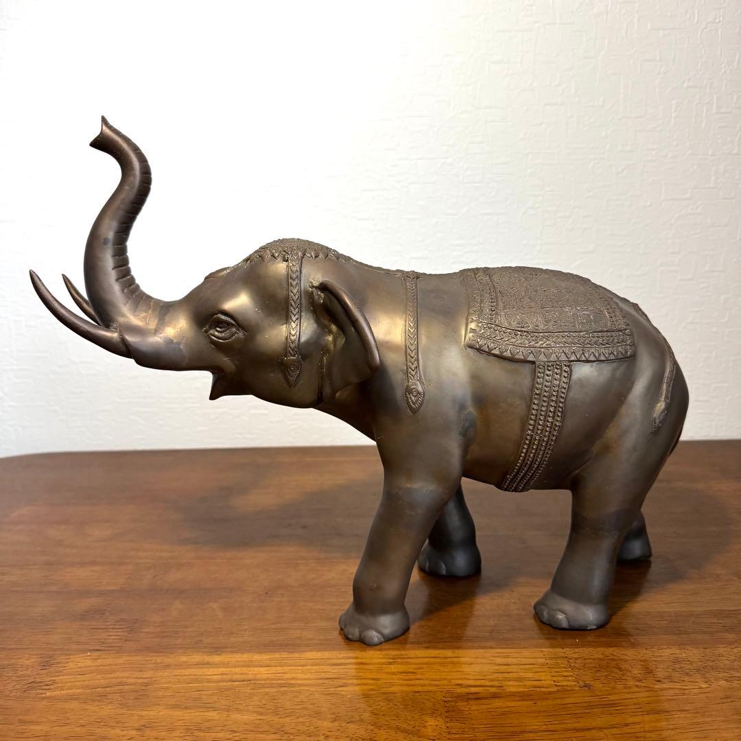 希少 レア 真鍮製 約4.1kg 象 ゾウ 置物 アンティーク ヴィンテージ
