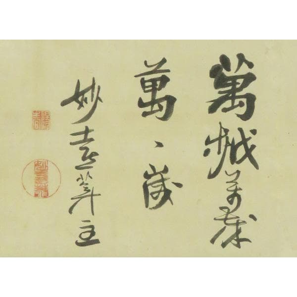 M-0006【真作】妙喜庵十世 肉筆 紙本 寿 置字 掛軸/臨済宗 墨蹟 書画