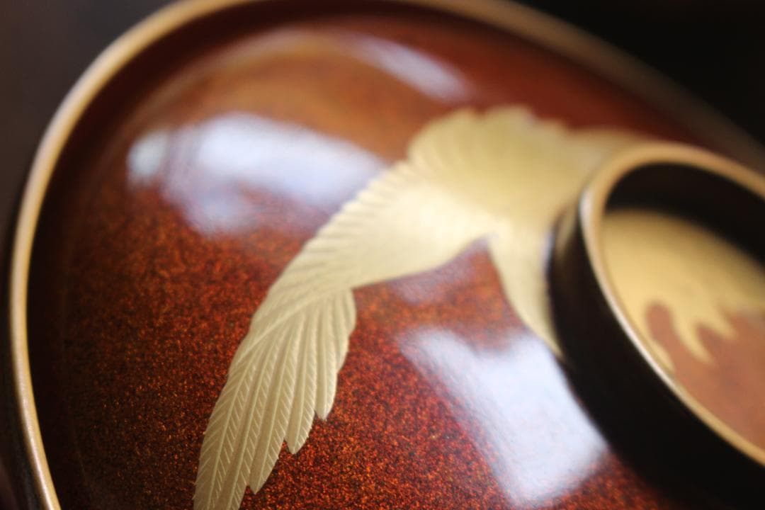 デッドストック！極上内朱梨地に優美な鳳凰蒔絵の映えるお椀2点（検輪島塗雑煮椀