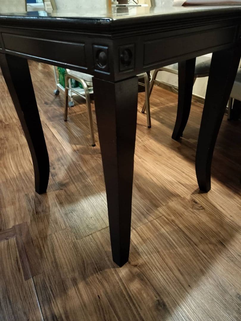 アジアン家具　テーブル　アンティーク　黒　木製　正方形