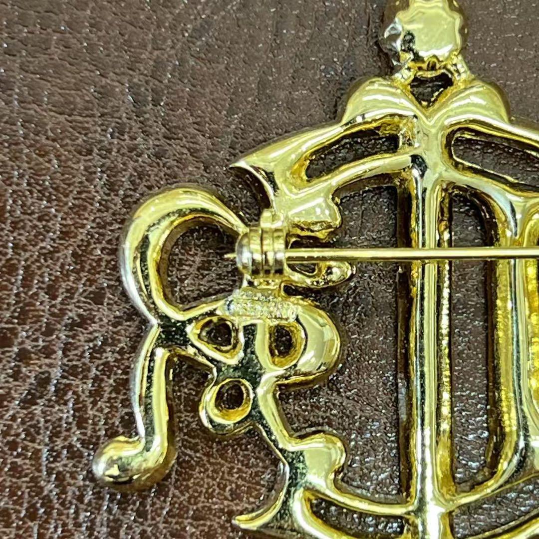 Christian Dior ラインストーン エンブレムブローチ エンブレムロゴ