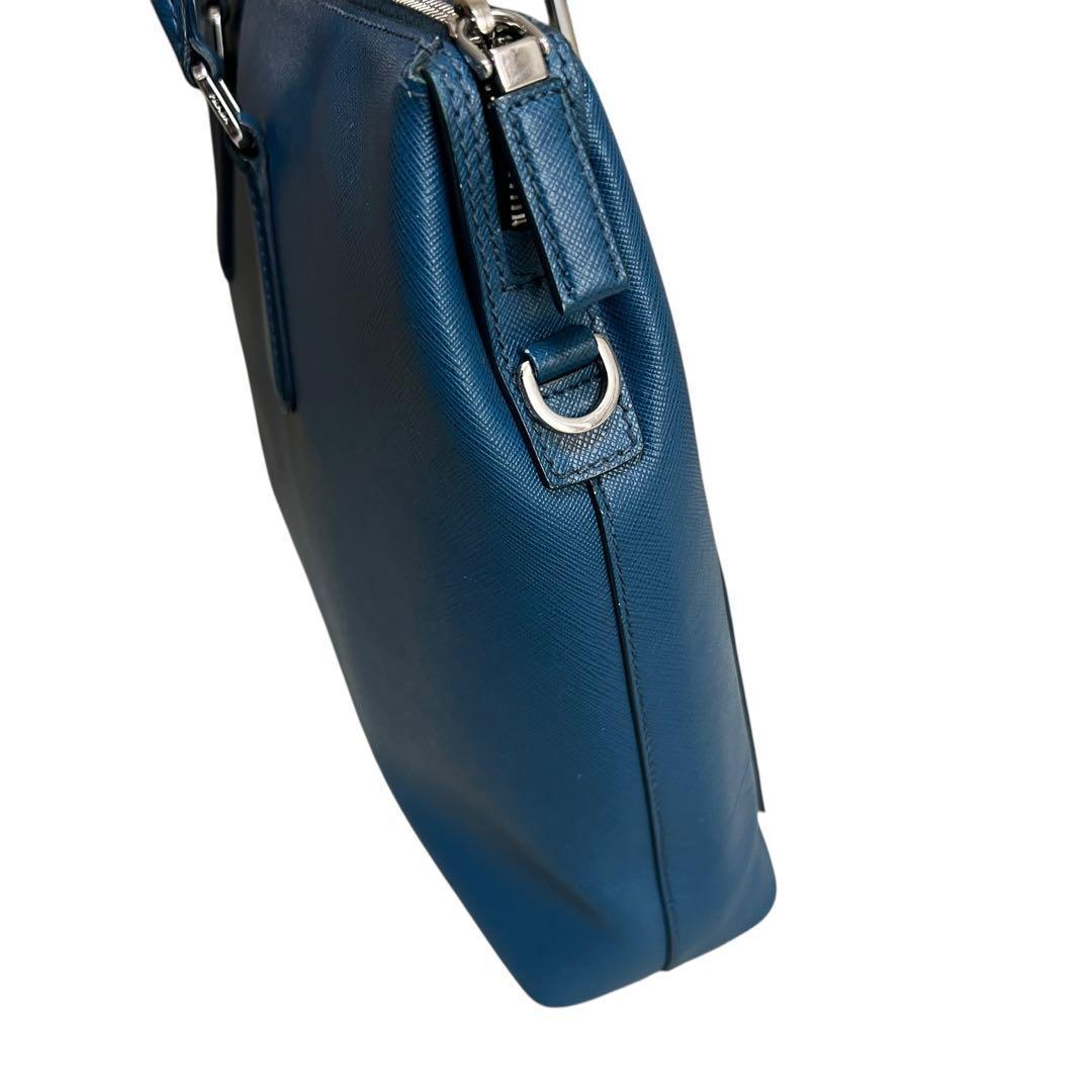 美品・現行品✨プラダ 2way ビジネスバッグ サフィアーノレザー ブルー