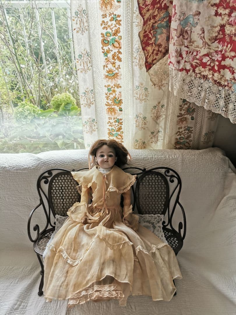 アンティークイギリス アイアン製 ドールチェア 産業革命時代 ブロンズ