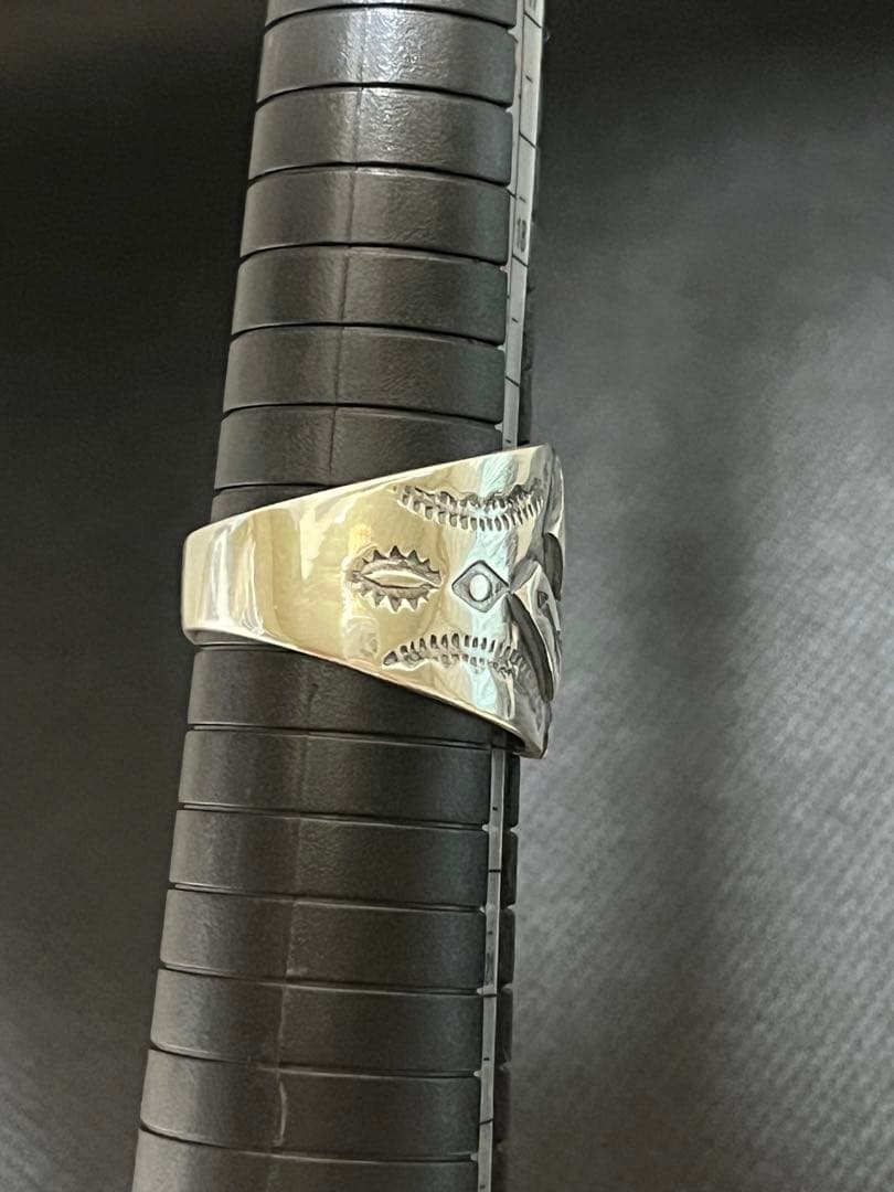 k*o様 Silver 925 スワスティカ印台リング 彫金 卍 21号 9.2