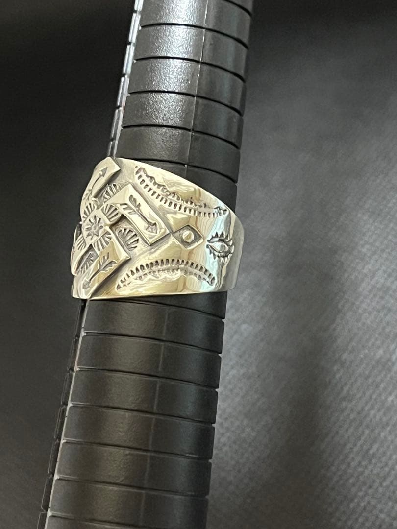 k*o様 Silver 925 スワスティカ印台リング 彫金 卍 21号 9.2