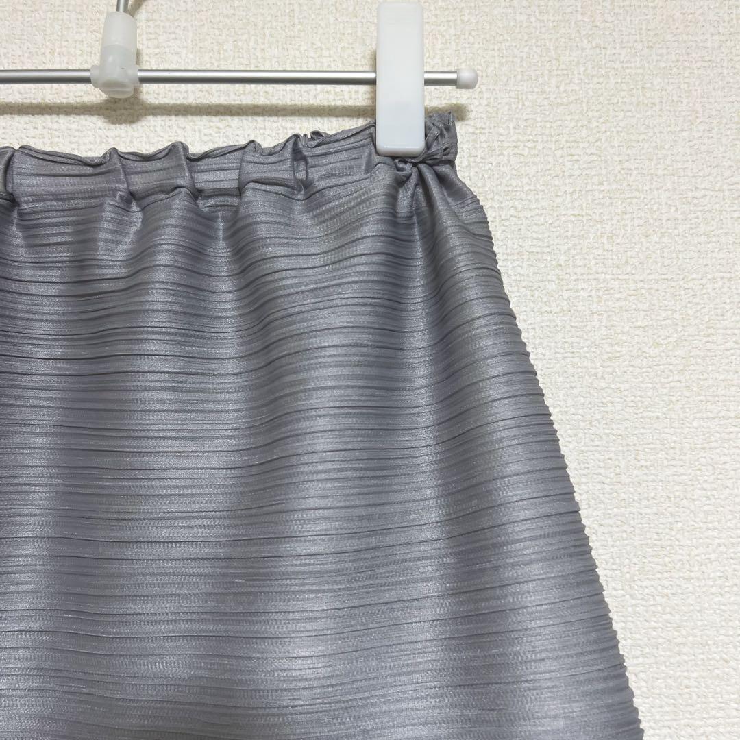プリーツプリーズ　イッセイミヤケ　横プリーツ　サルエルパンツ　グレー