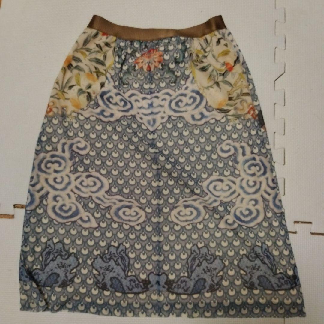 ヴィヴィアンタム　VIVIENNE TAM 鳳凰柄スカート　パワーネット　L