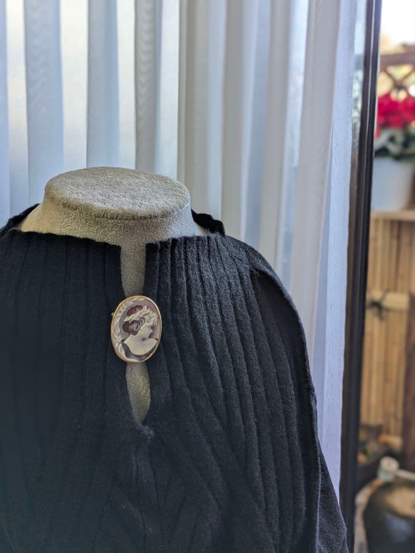 カメオ k18 K18 イエローゴールド シェル カメオ ブローチ ペンダント