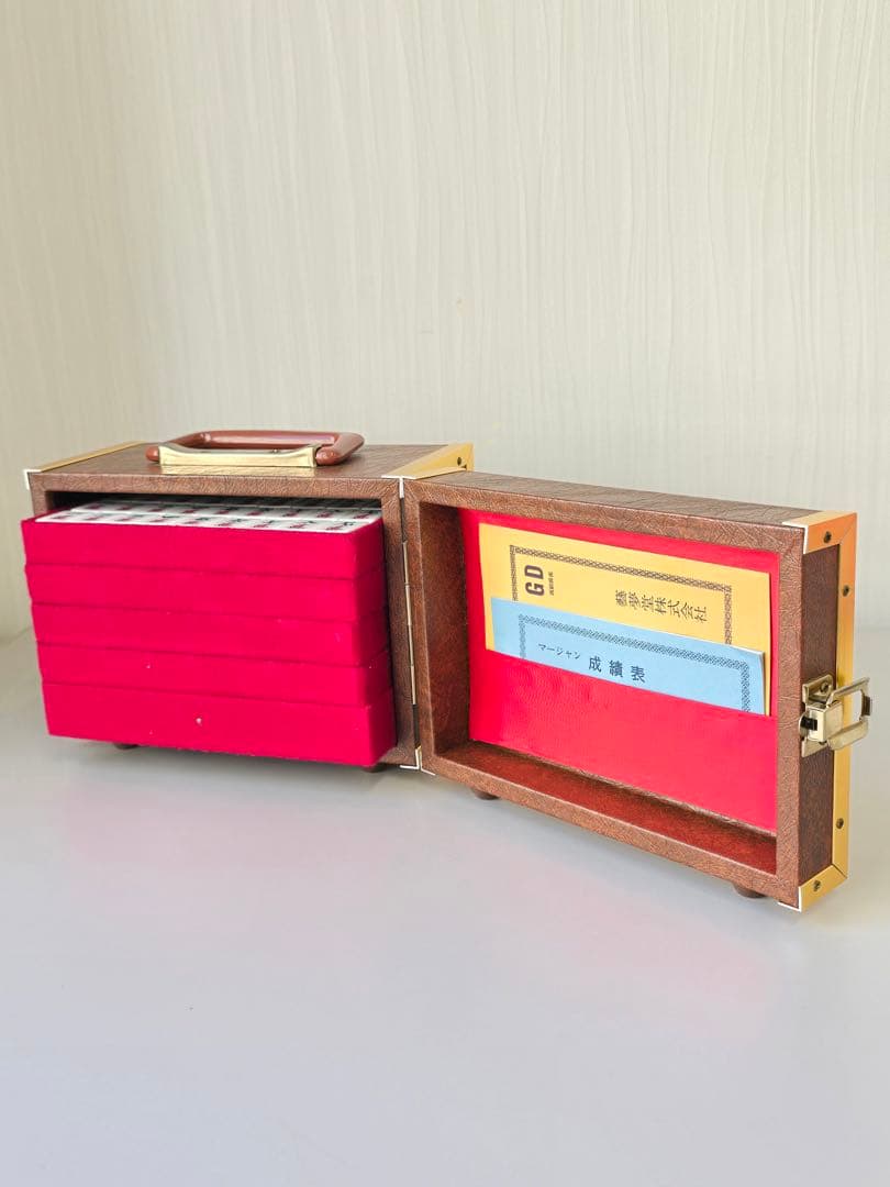 未使用•昭和レトロ 藝夢堂 天山 麻雀牌 最高級 ★5段収納BOX付き★