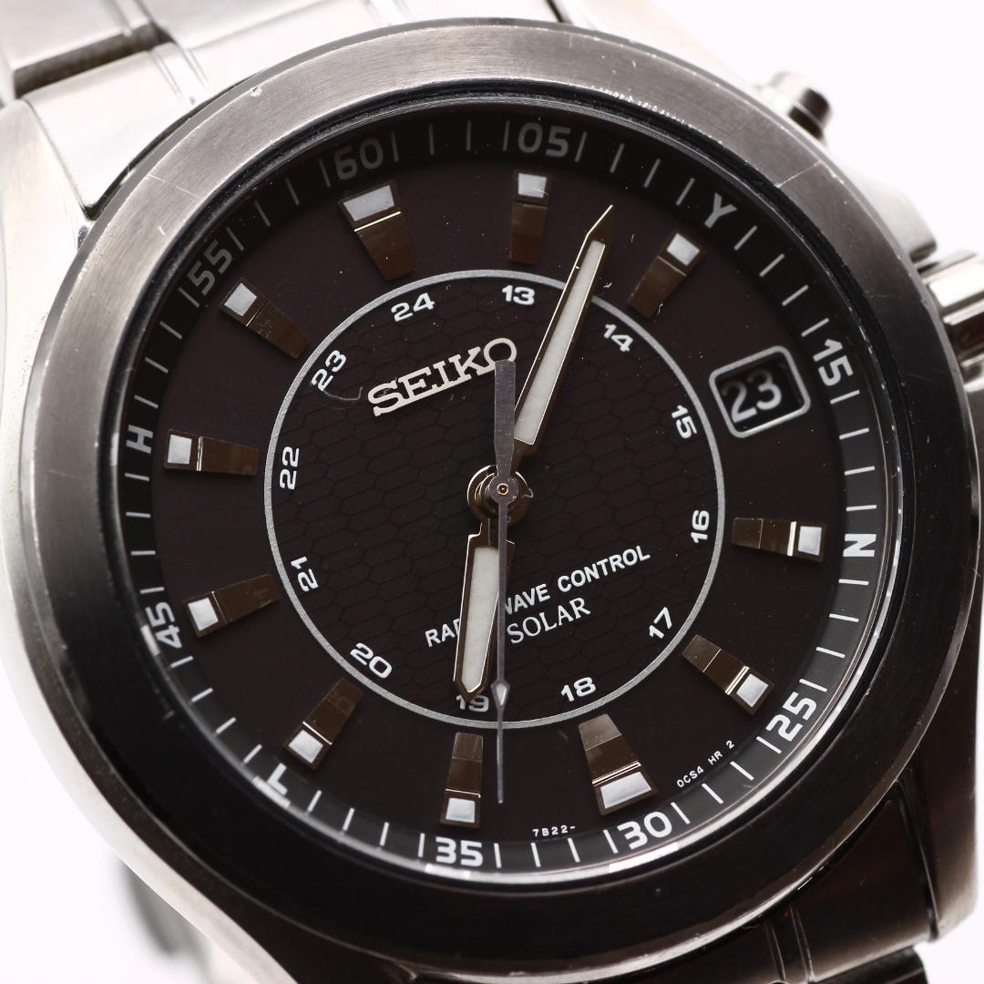 SEIKO ブライツ 電波ソーラー メンズ 腕時計 デイト表示 黒文字盤