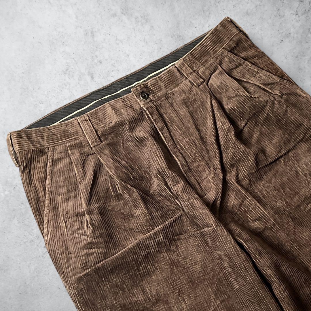 太畝コーデュロイパンツツータックブラウンW34古着00sヴィンテージ